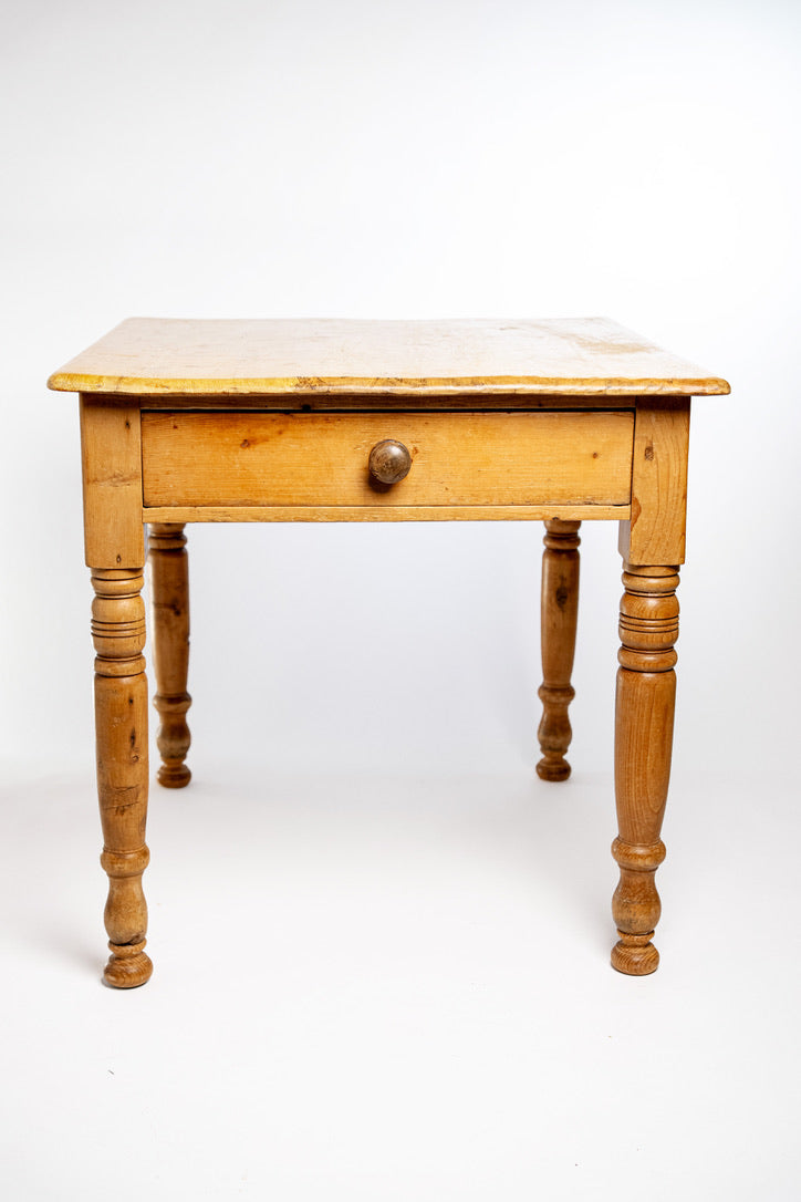 Antique English Pine Work Table with Drawer