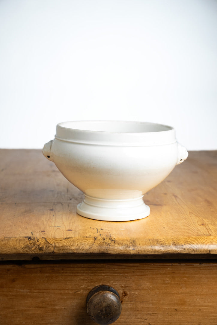 French Ironstone Soupière with Lion Head Handles