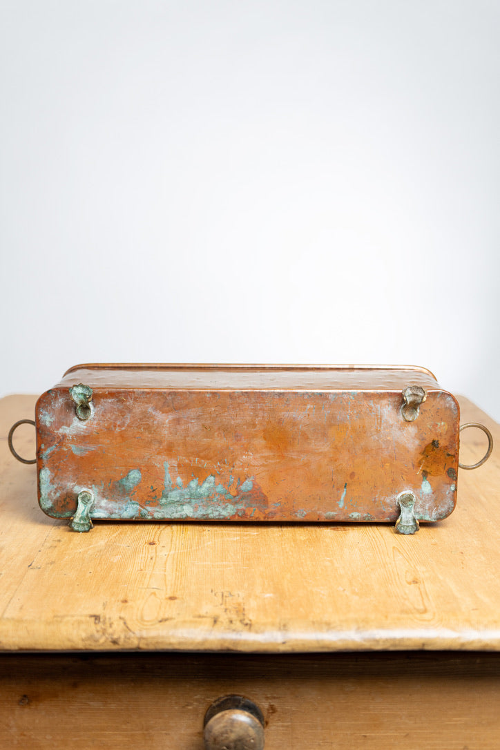 Vintage English Copper Jardinière with Lion Head Ring Handles | Circa 1950s