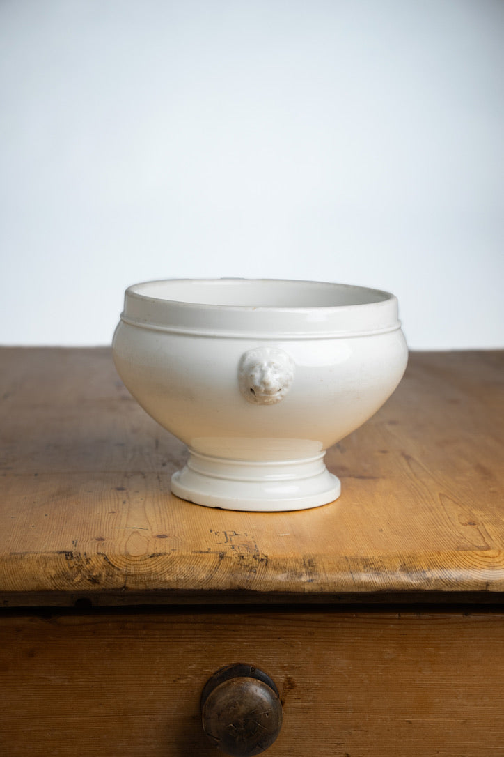 French Ironstone Soupière with Lion Head Handles