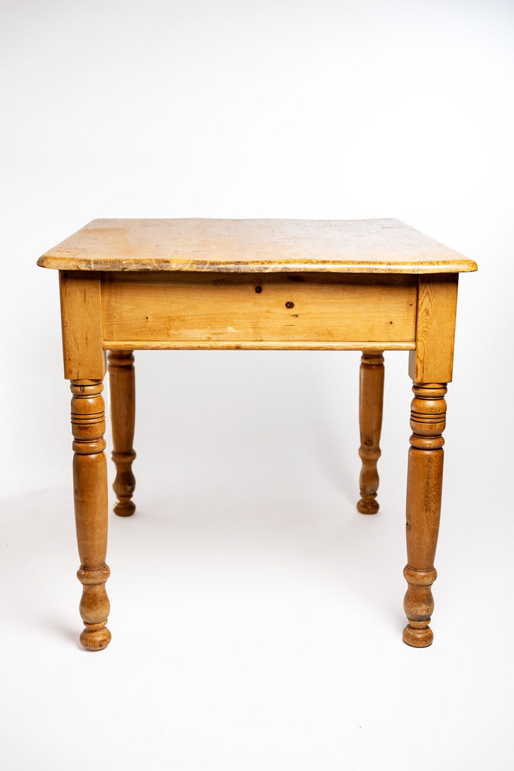 Antique English Pine Work Table with Drawer