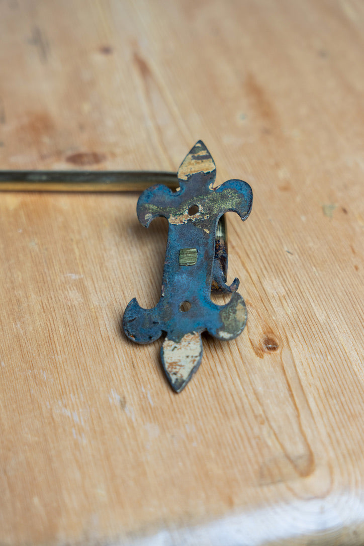 English Brass Church Stick Holder with Fleur-de-Lis