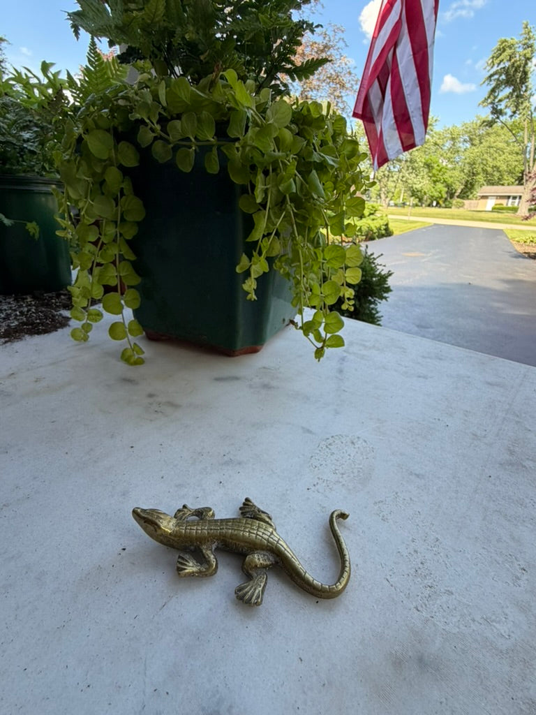 Vintage Solid Brass Alligator