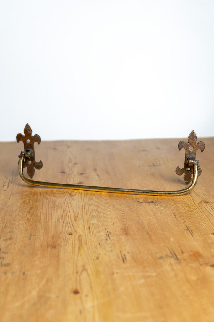 English Brass Church Stick Holder with Fleur-de-Lis