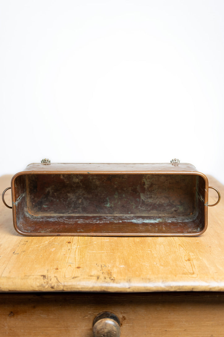 Vintage English Copper Jardinière with Lion Head Ring Handles | Circa 1950s