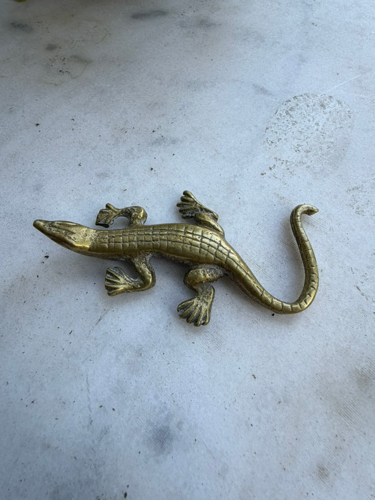 Vintage Solid Brass Alligator