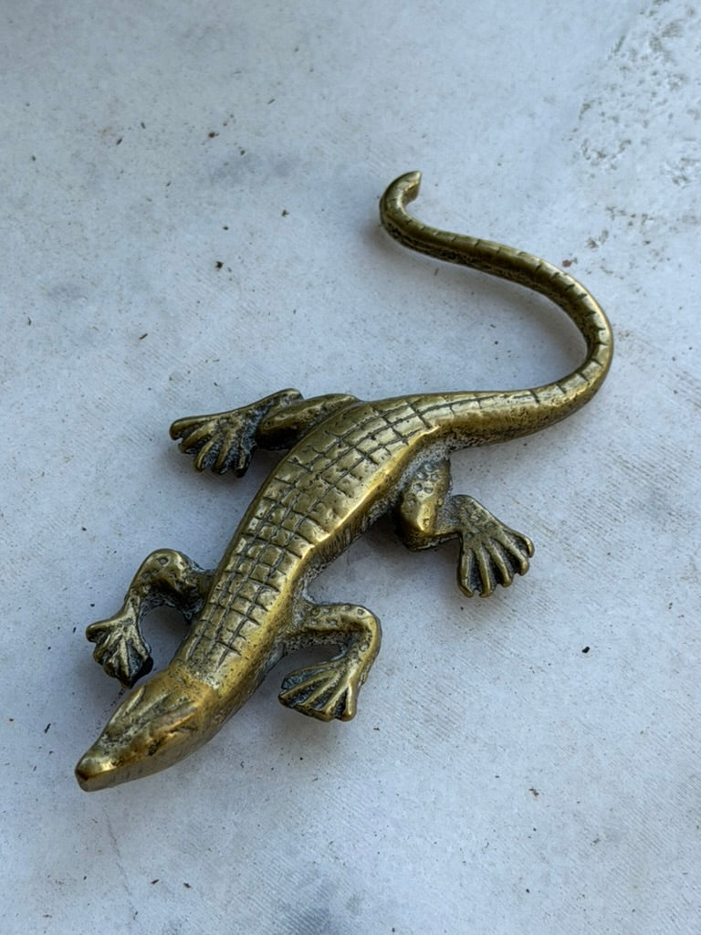 Vintage Solid Brass Alligator