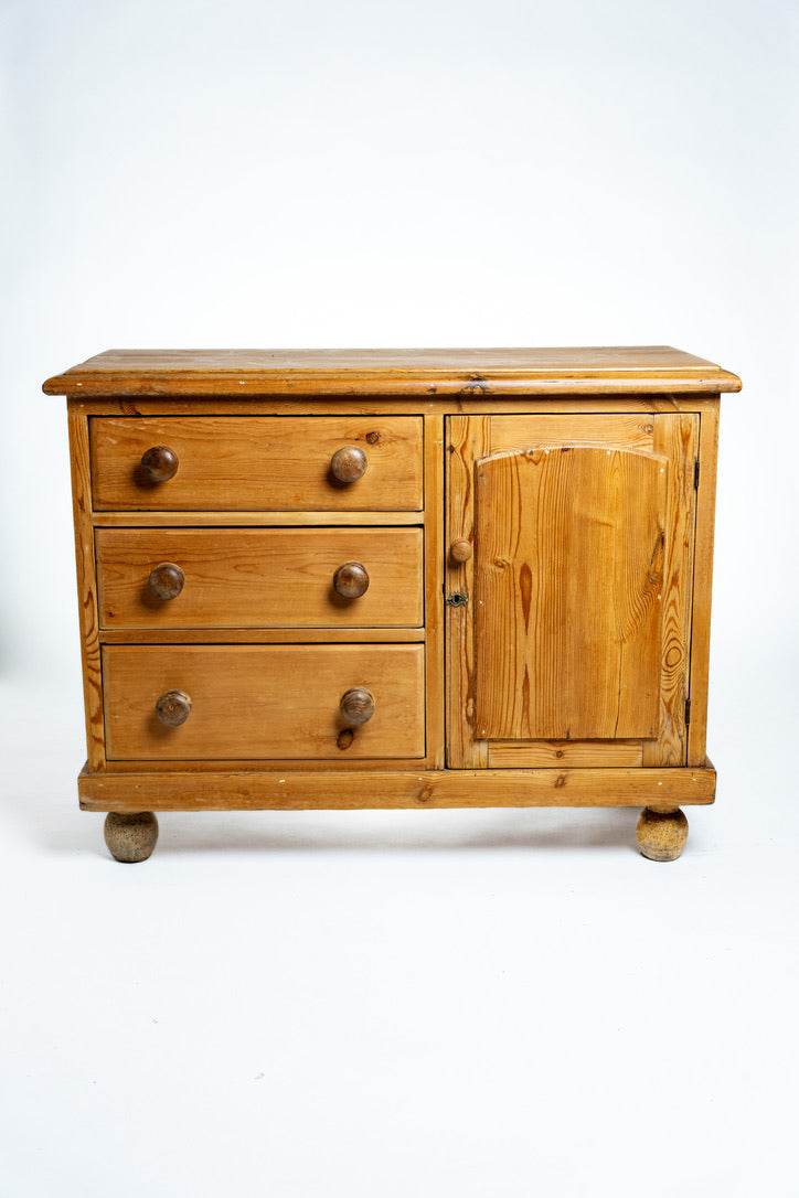 Antique English Pine Cabinet Chest