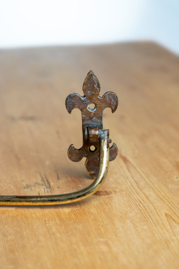 English Brass Church Stick Holder with Fleur-de-Lis