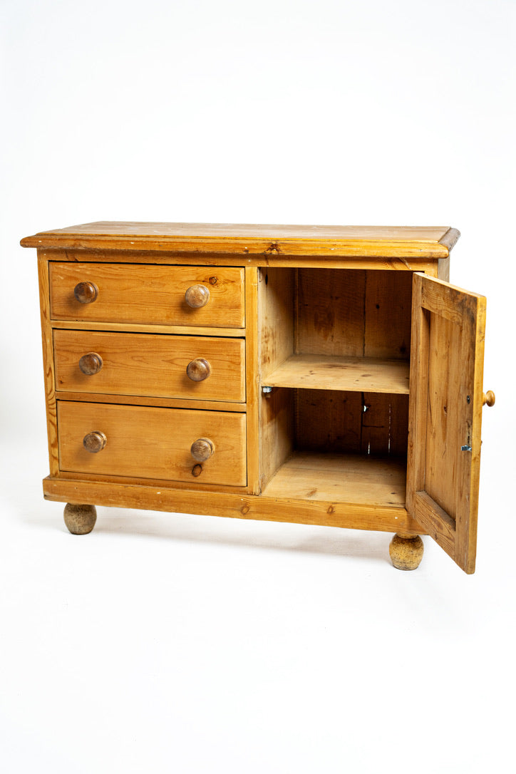 Antique English Pine Cabinet Chest