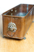 Vintage English Copper Jardinière with Lion Head Ring Handles | Circa 1950s