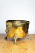 English Brass Footed Coal Bucket with Lion Heads