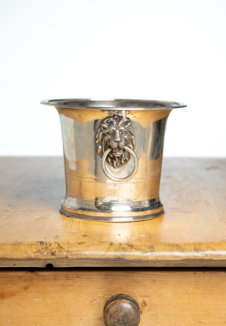 Vintage Champagne Bucket with Lion Head Ring Handles