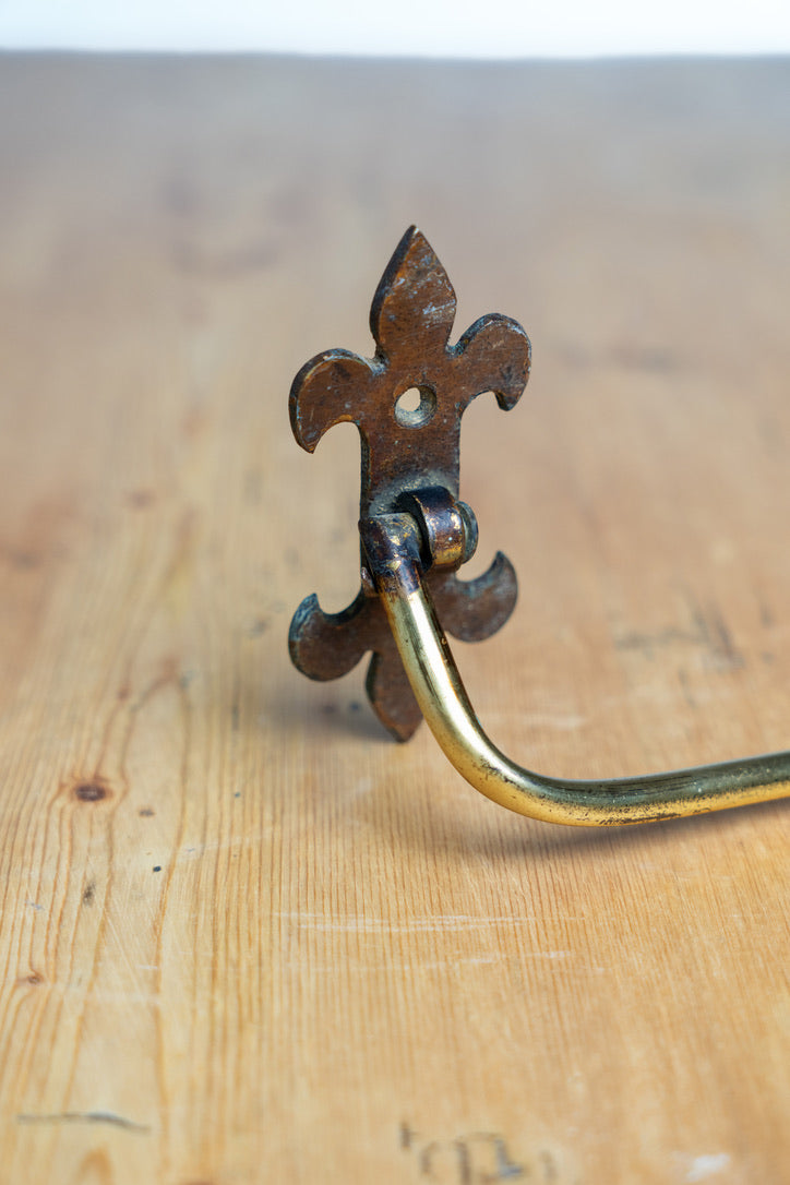 English Brass Church Stick Holder with Fleur-de-Lis