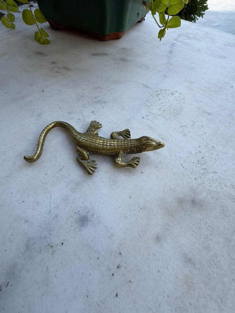 Vintage Solid Brass Alligator