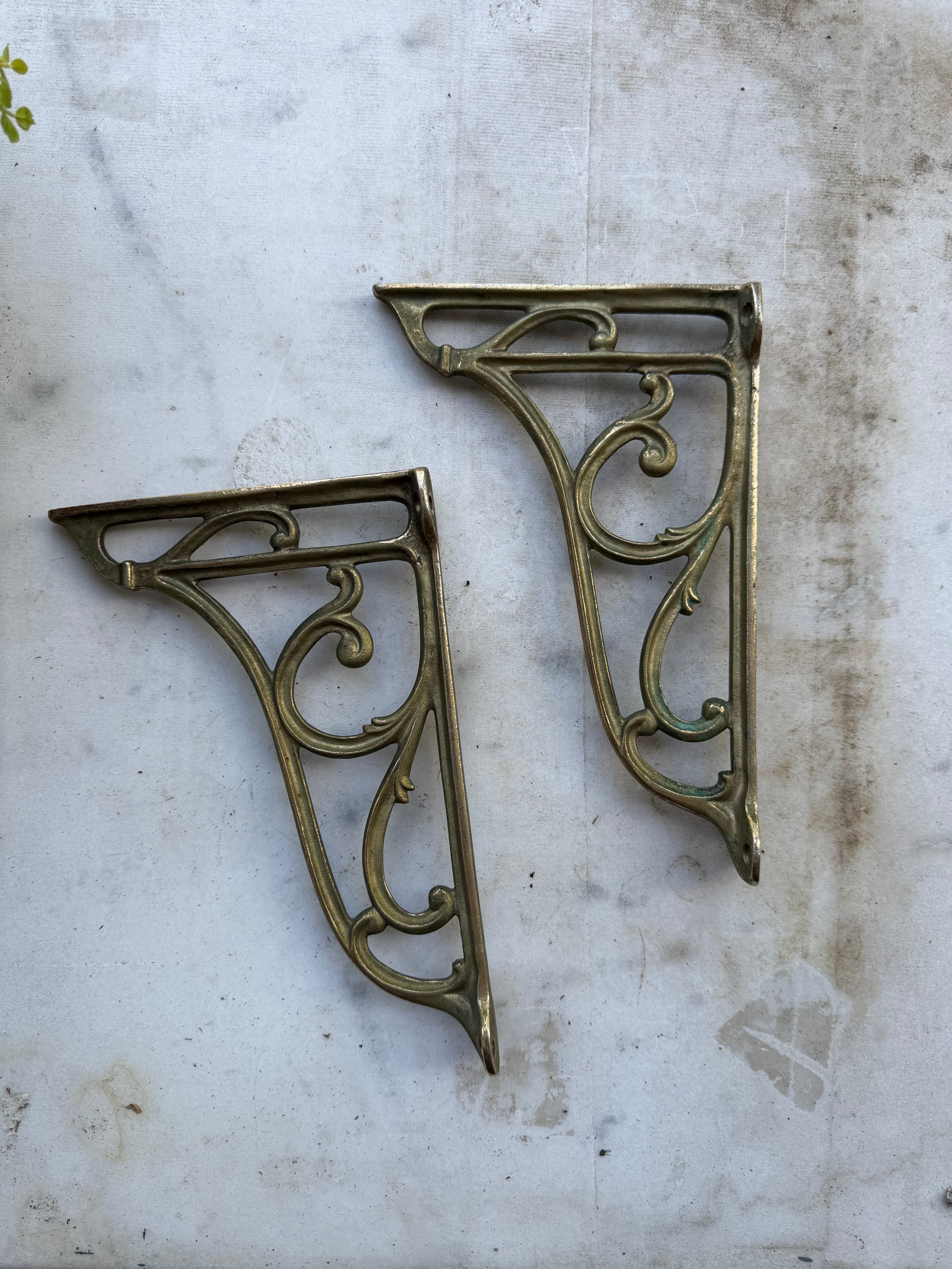Vintage Brass Shelf Brackets