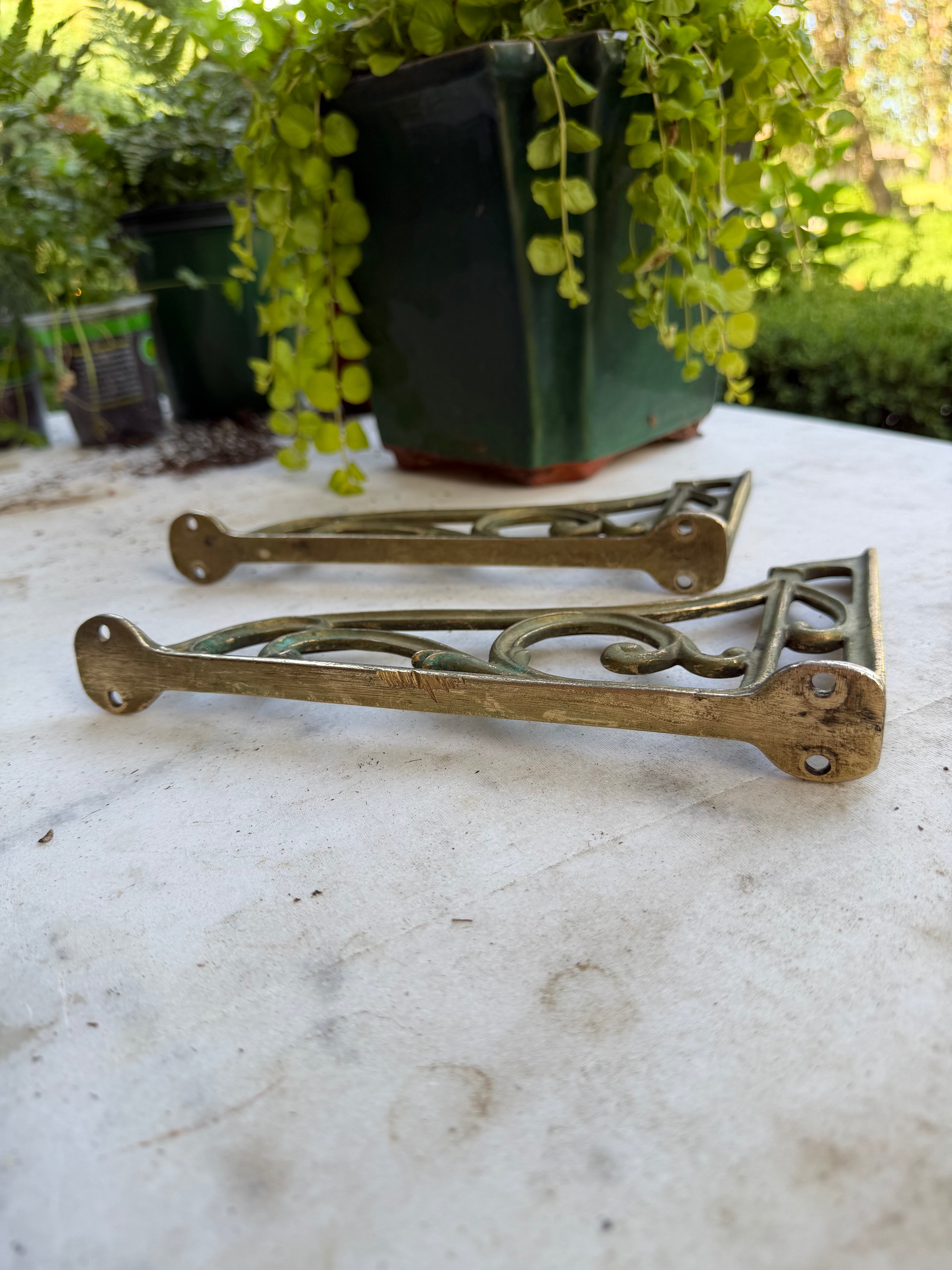 Vintage Brass Shelf Brackets
