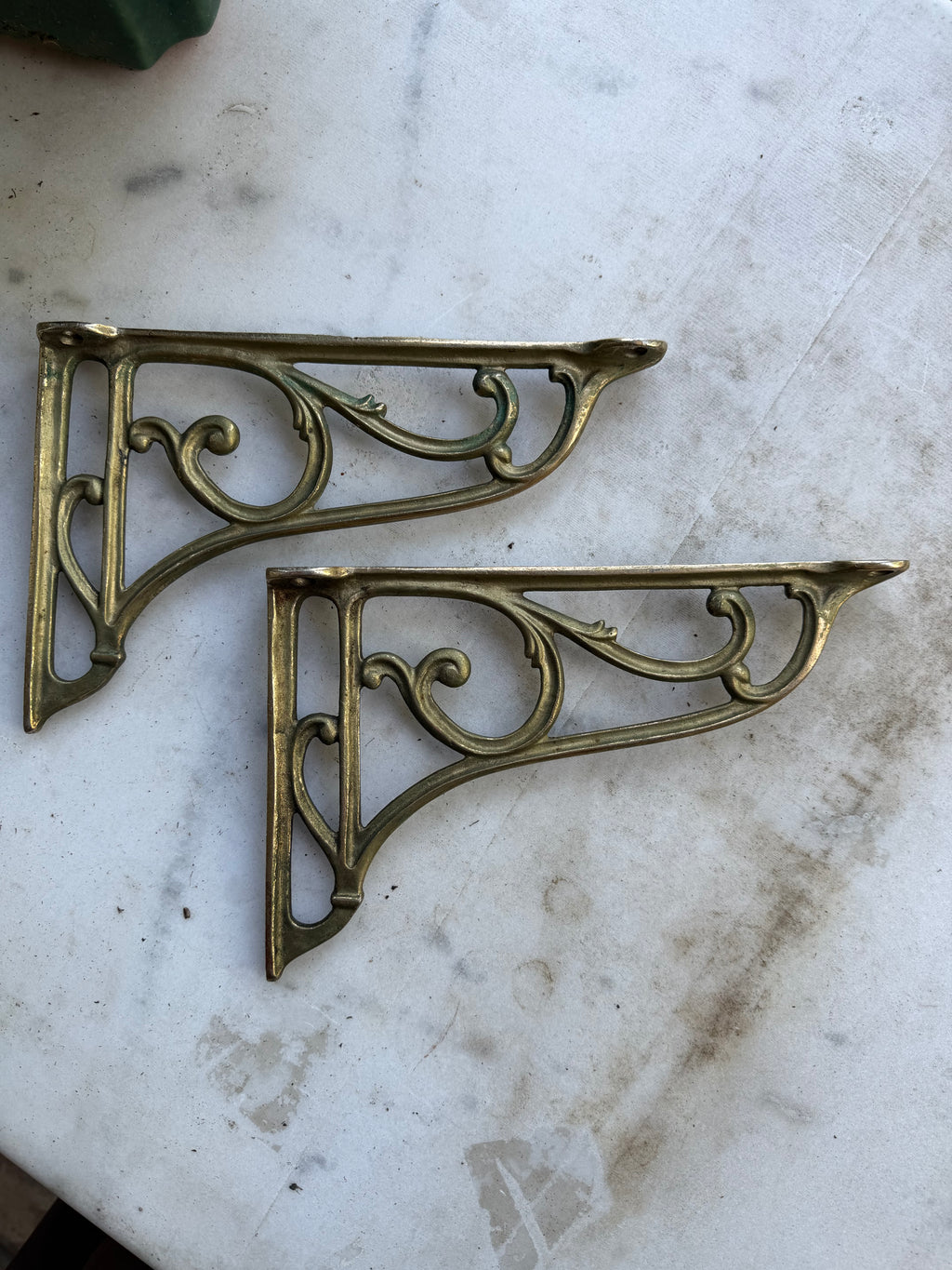 Vintage Brass Shelf Brackets