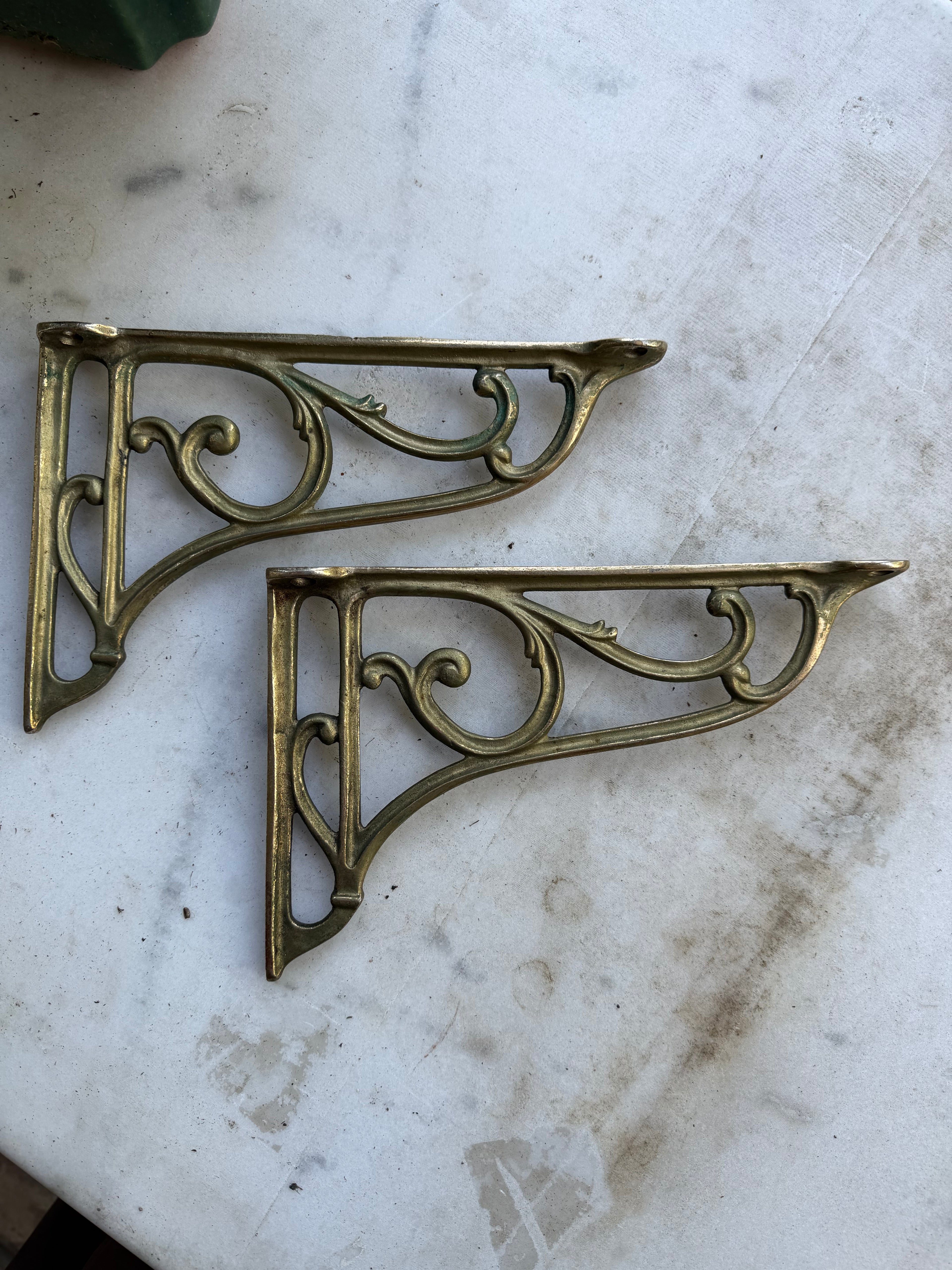 Vintage Brass Shelf Brackets