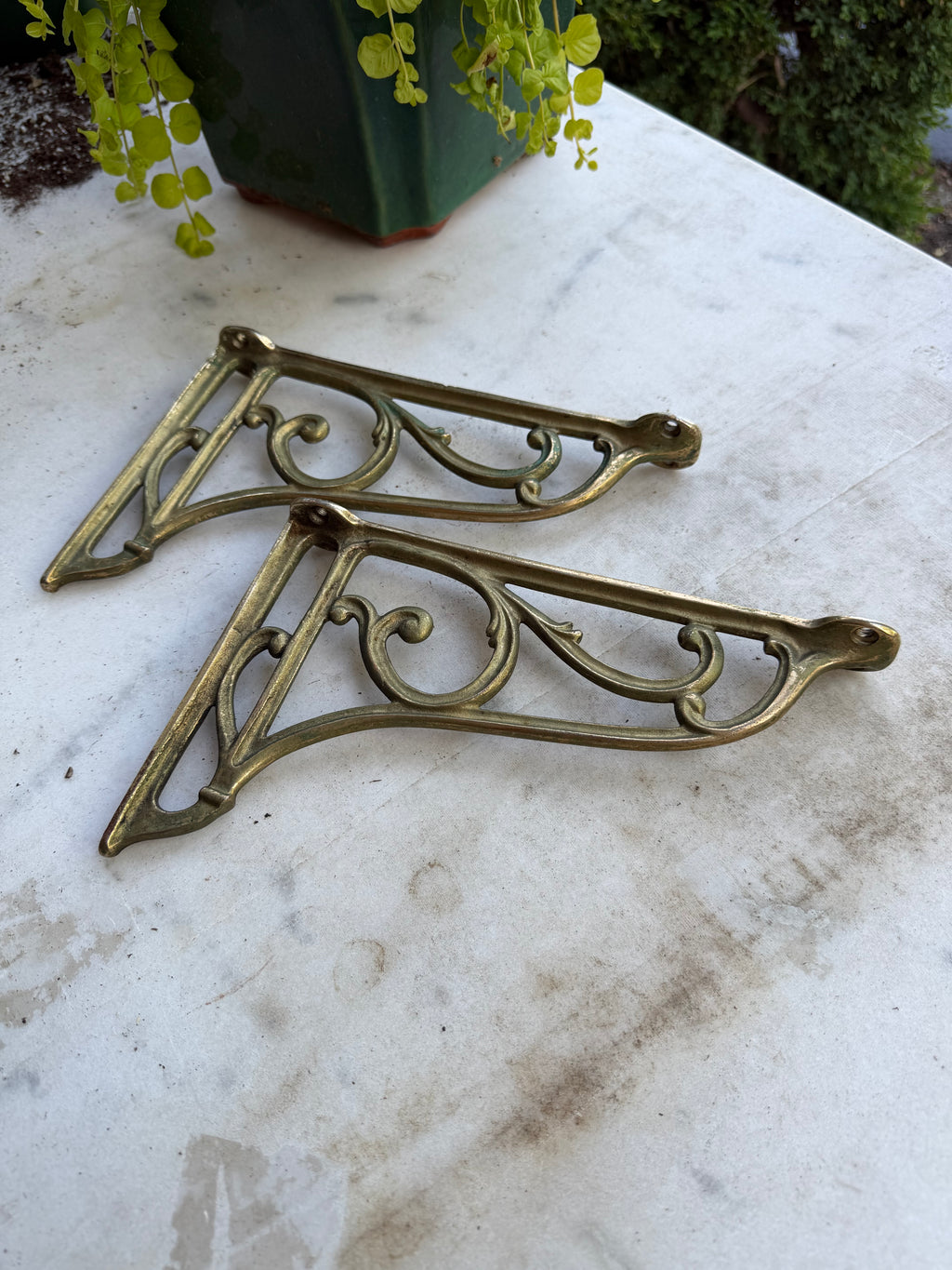 Vintage Brass Shelf Brackets