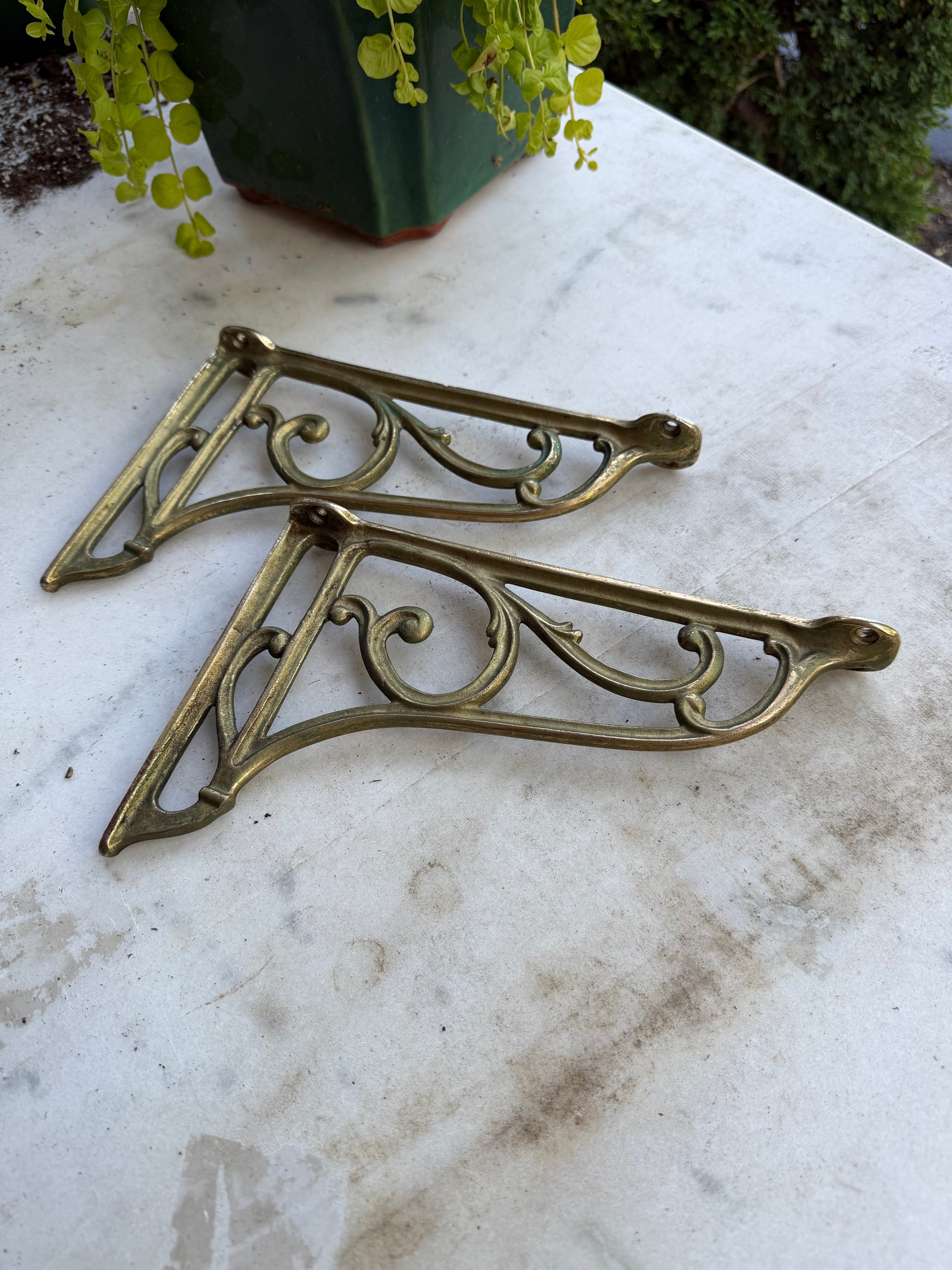 Vintage Brass Shelf Brackets