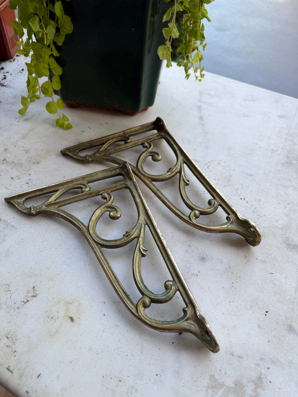 Vintage Brass Shelf Brackets
