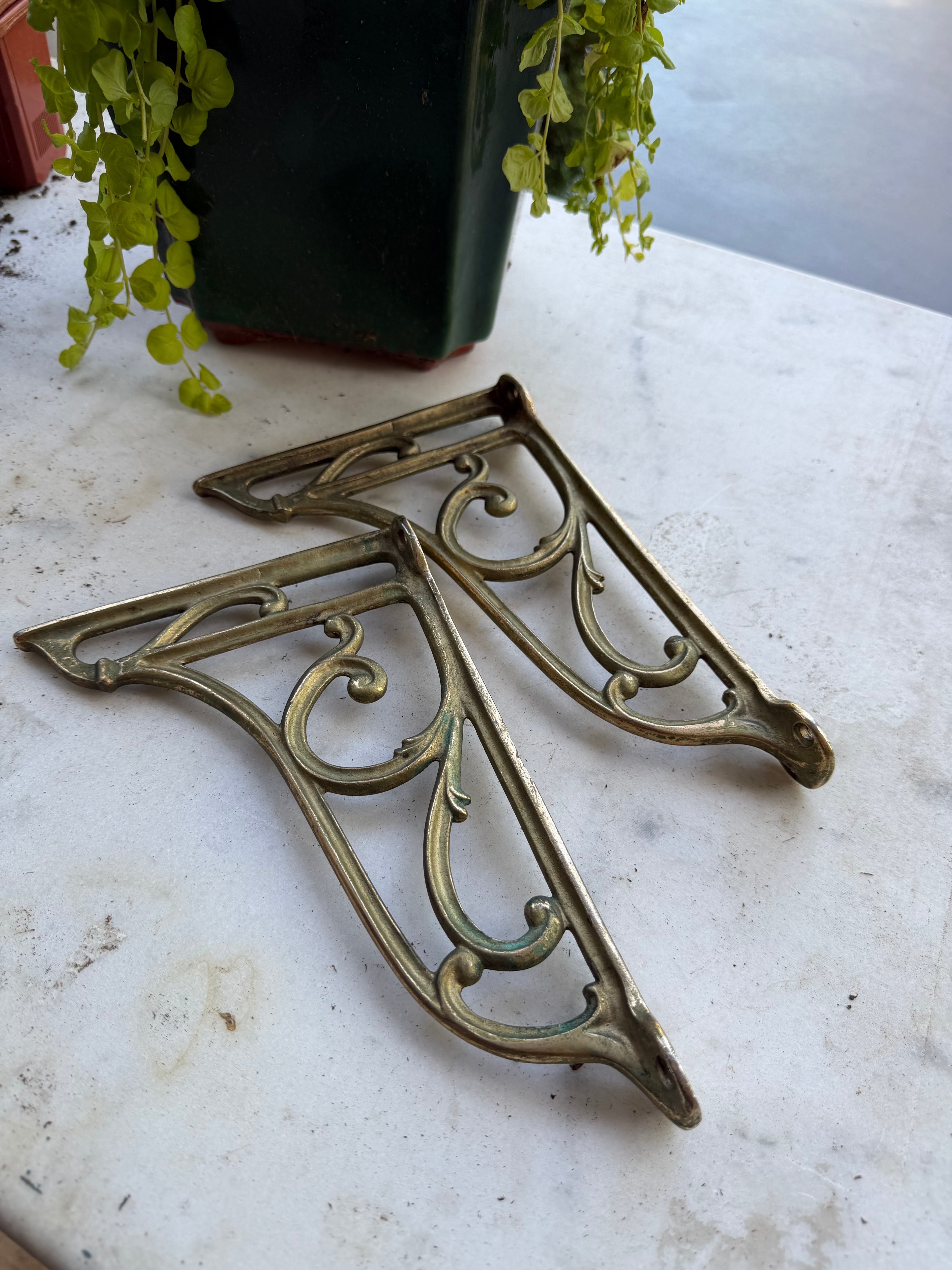 Vintage Brass Shelf Brackets